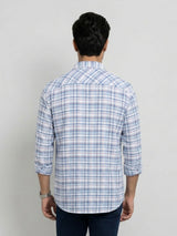 Men Shirt Check Blue Regular Fit