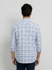 Men Shirt Check Blue Regular Fit