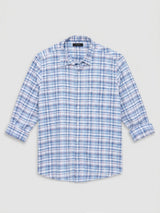 Men Shirt Check Blue Regular Fit