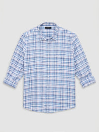 Men Shirt Check Blue Regular Fit