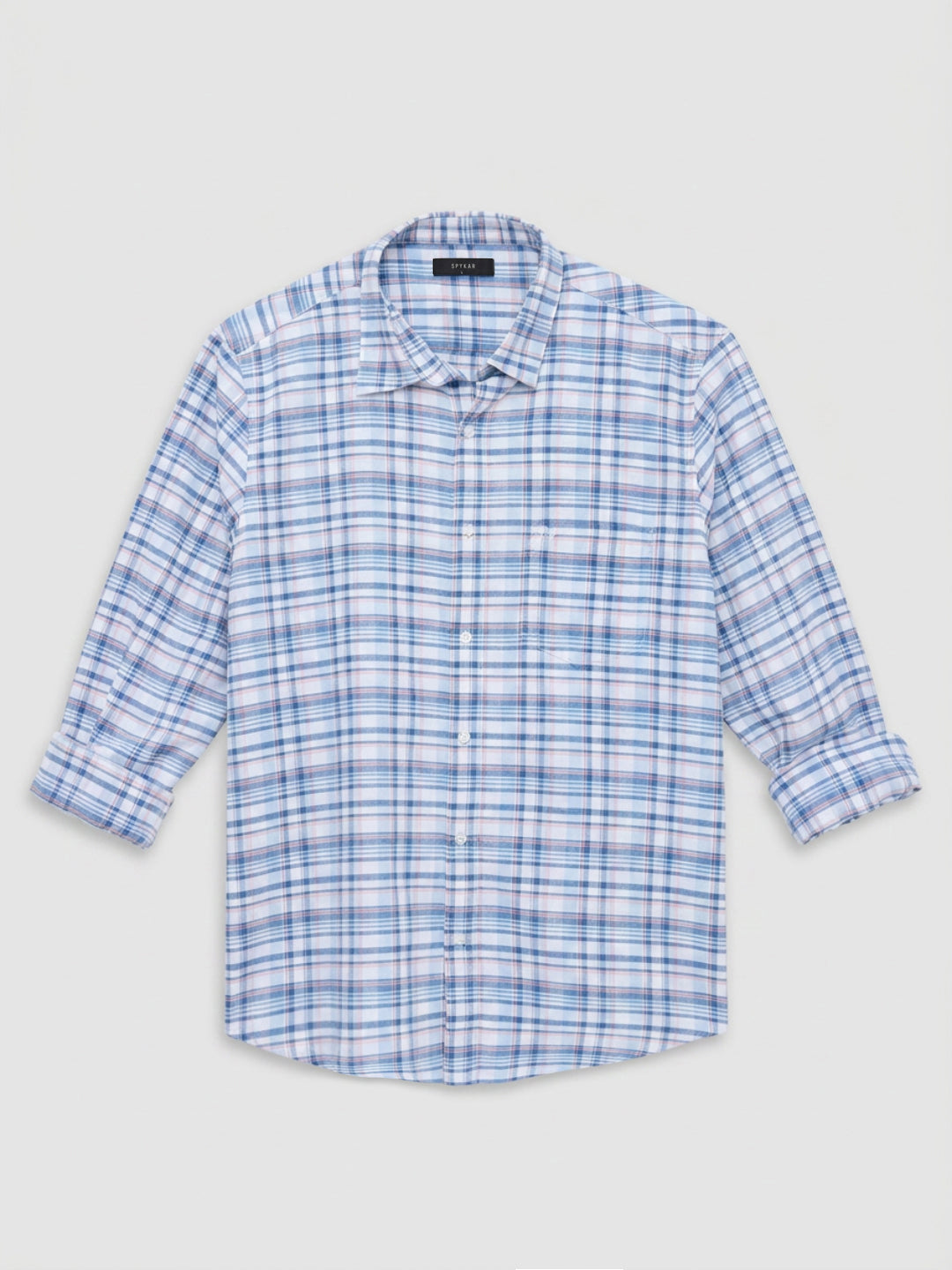 Men Shirt Check Blue Regular Fit