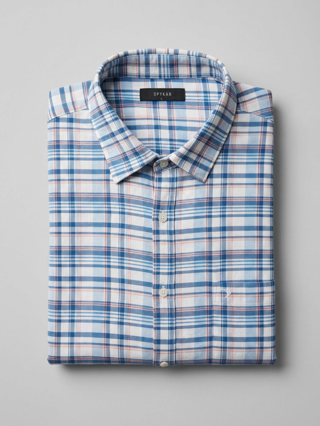 Men Shirt Check Blue Regular Fit
