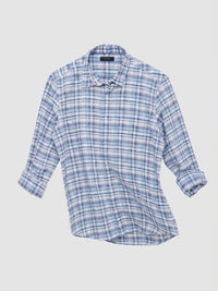 Men Shirt Check Blue Regular Fit