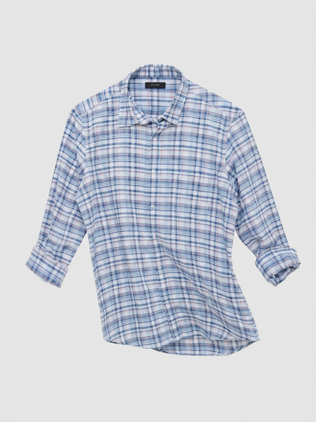 Men Shirt Check Blue Regular Fit