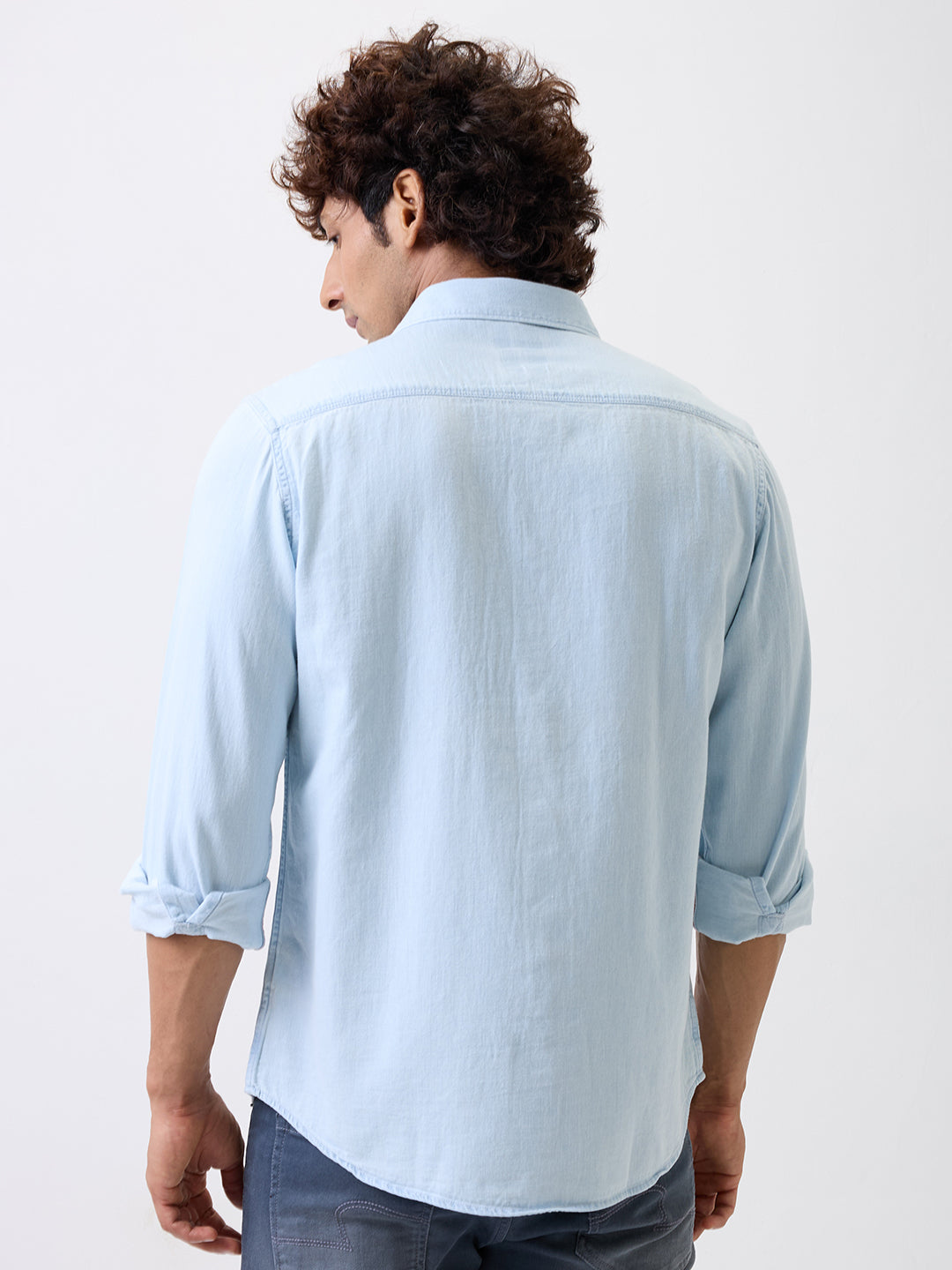 Spykar Blue Slim Fit Casual Shirt For Men