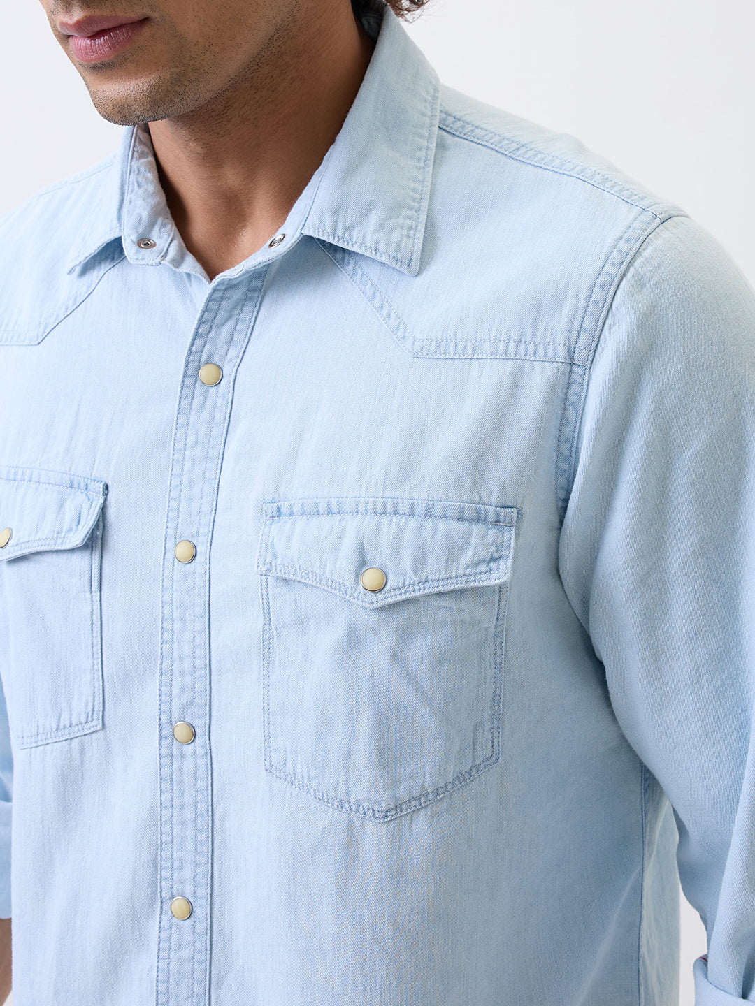 Spykar Blue Slim Fit Casual Shirt For Men