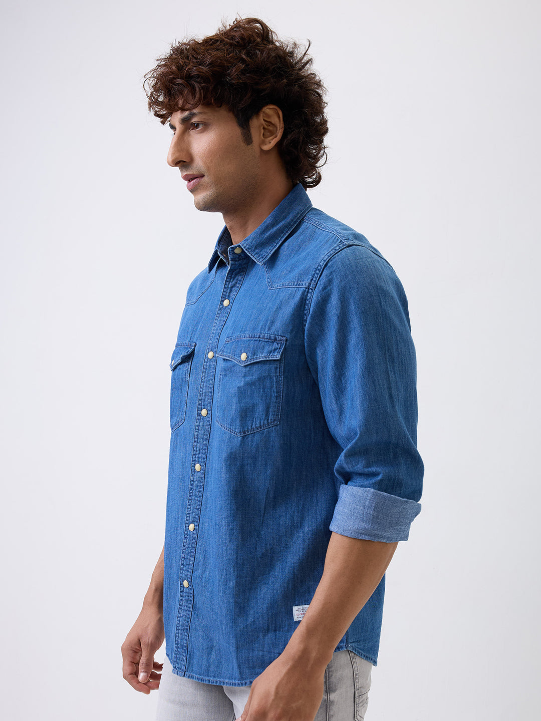 Spykar Blue Slim Fit Casual Shirt For Men