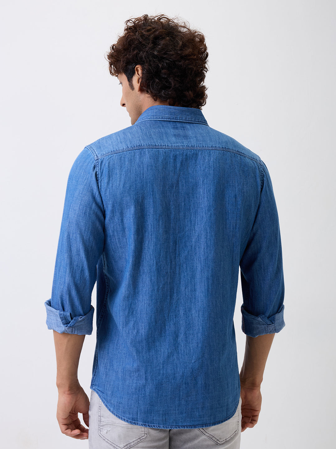 Spykar Blue Slim Fit Casual Shirt For Men