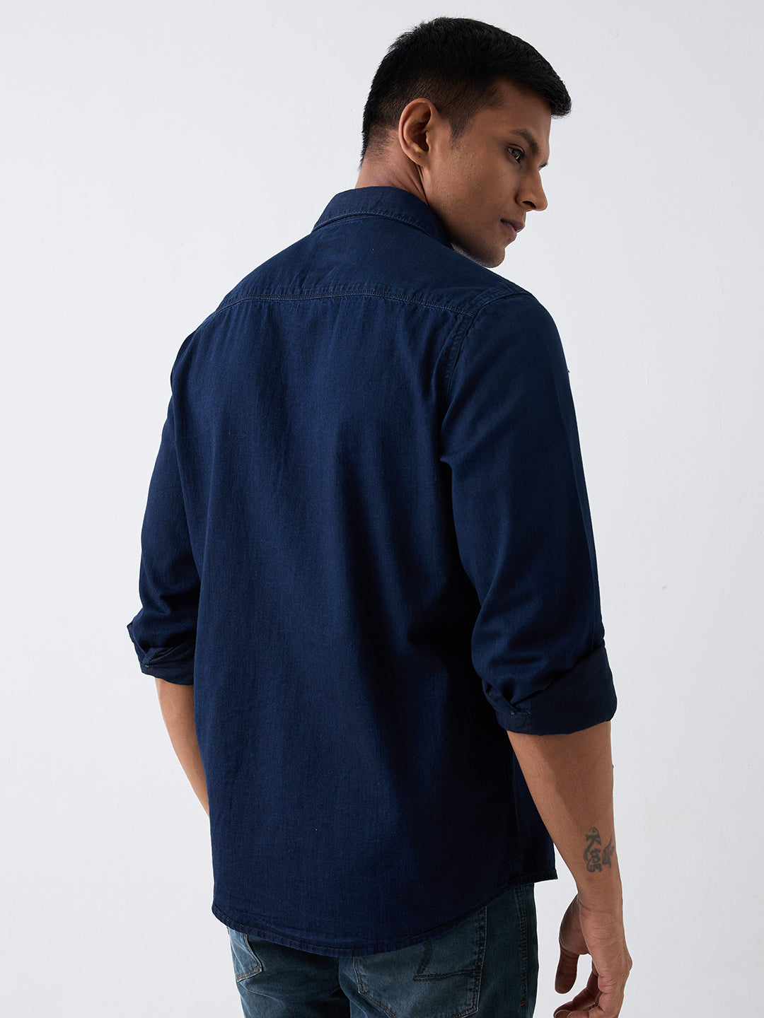 Spykar Blue Slim Fit Casual Shirt For Men