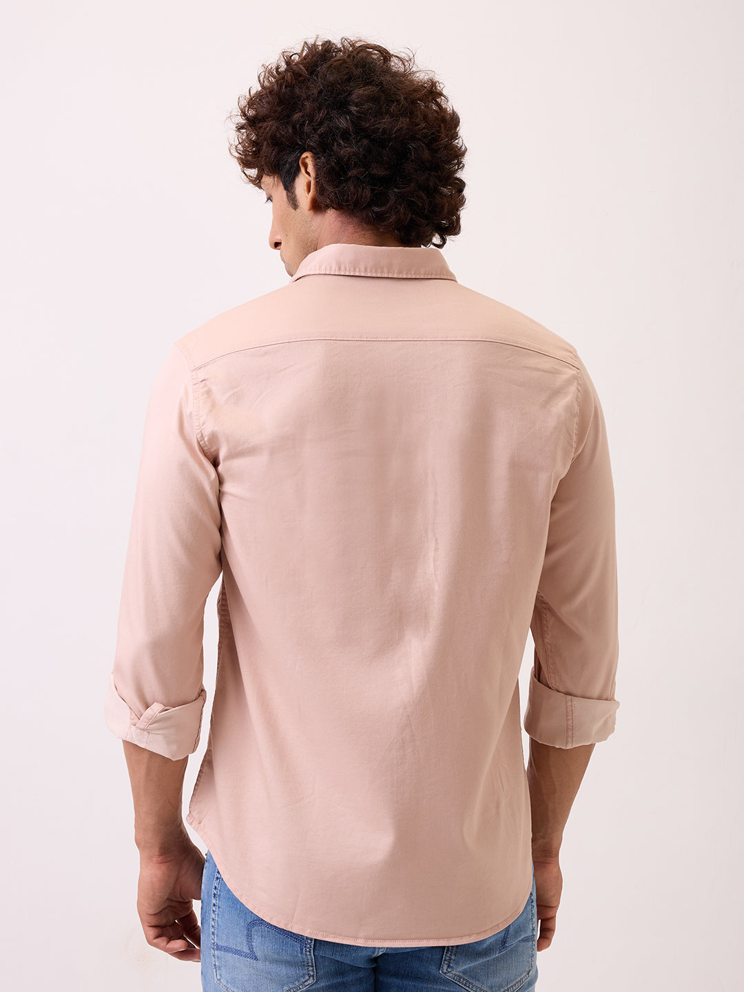 Spykar Pink Slim Fit Casual Shirt For Men