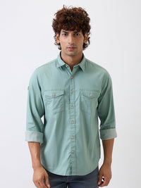 Men Shirt Green Slim Fit