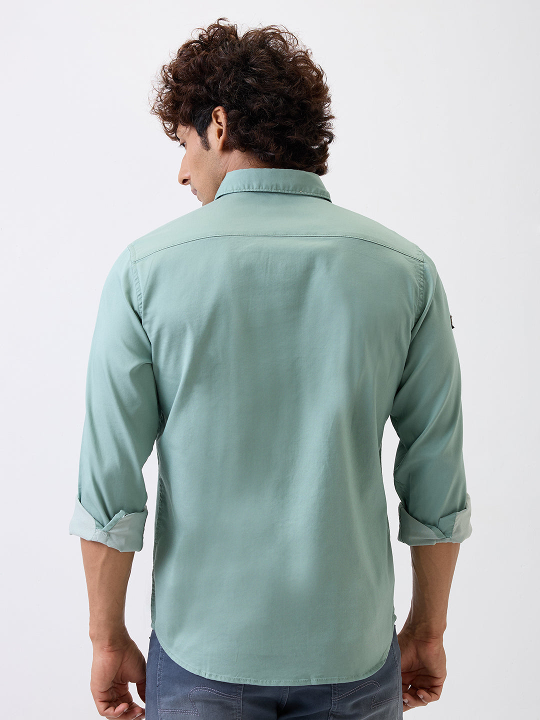 Spykar Green Slim Fit Casual Shirt For Men