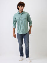 Men Shirt Green Slim Fit