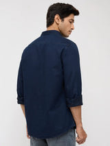 Men Shirt Denim Dark Blue Regular Fit