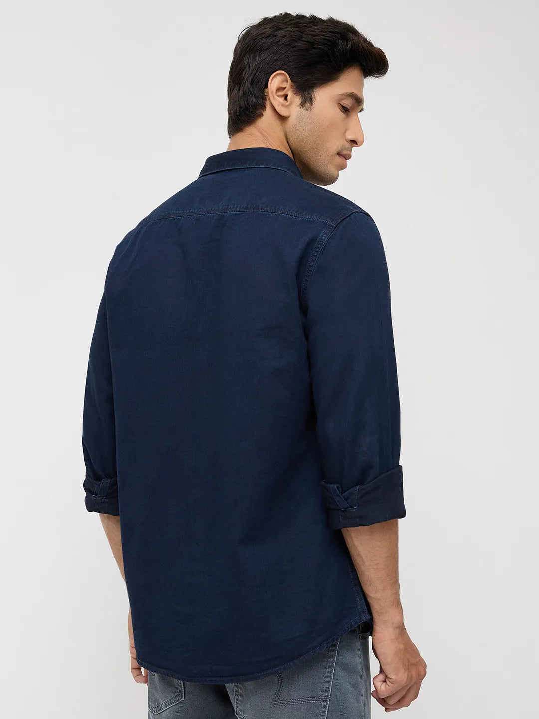 Men Shirt Denim Dark Blue Regular Fit
