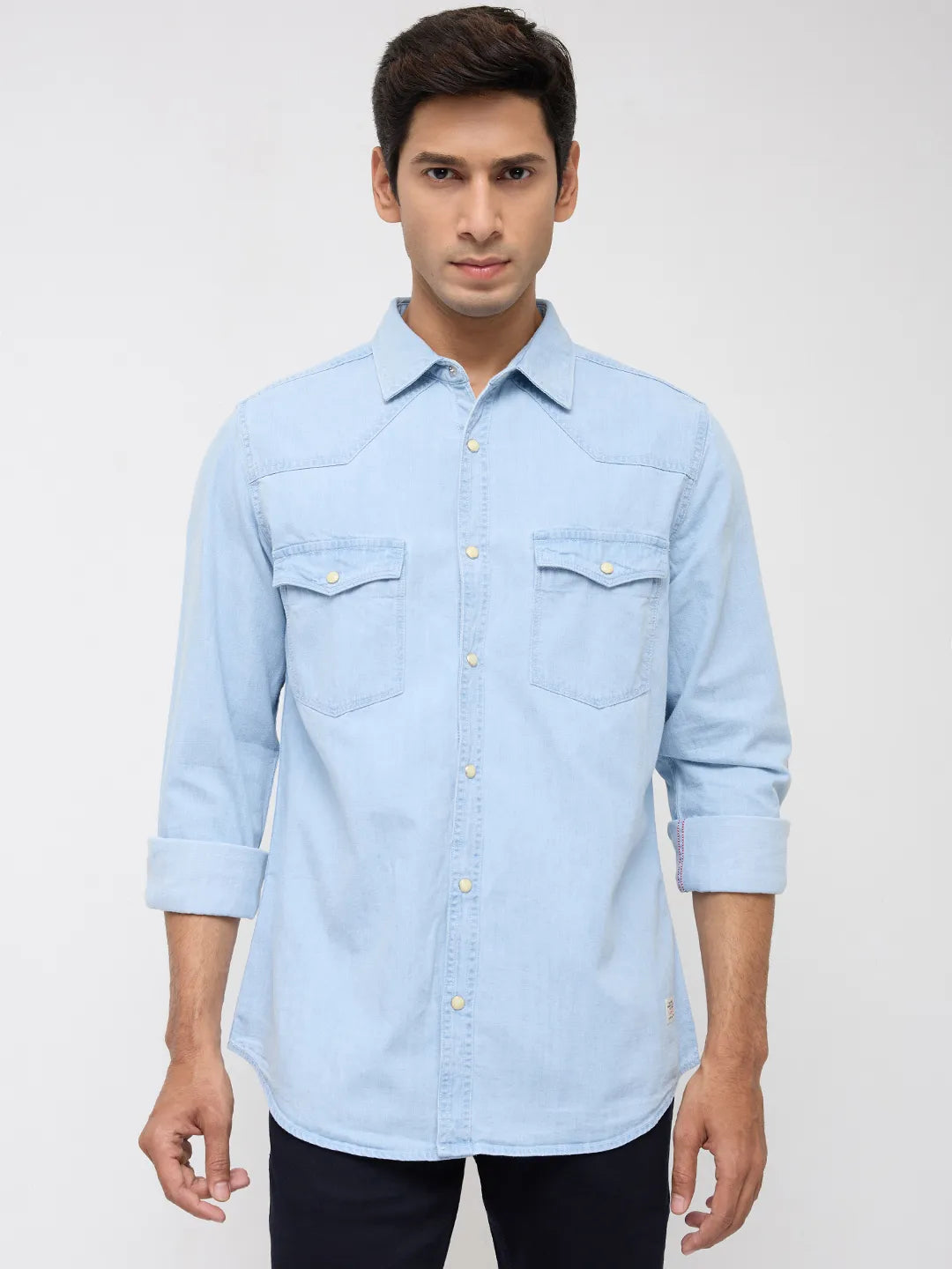 Men Shirt Denim Light Blue Regular Fit