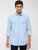 Men Shirt Denim Light Blue Regular Fit