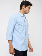 Men Shirt Denim Light Blue Regular Fit