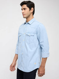 Men Shirt Denim Light Blue Regular Fit