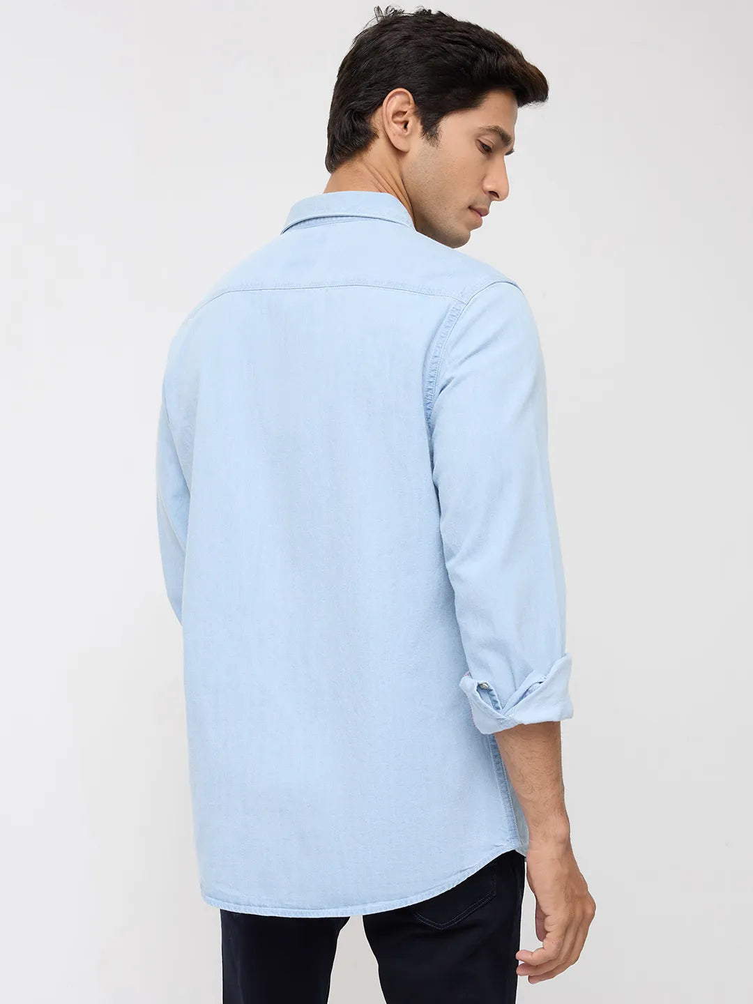 Men Shirt Denim Light Blue Regular Fit