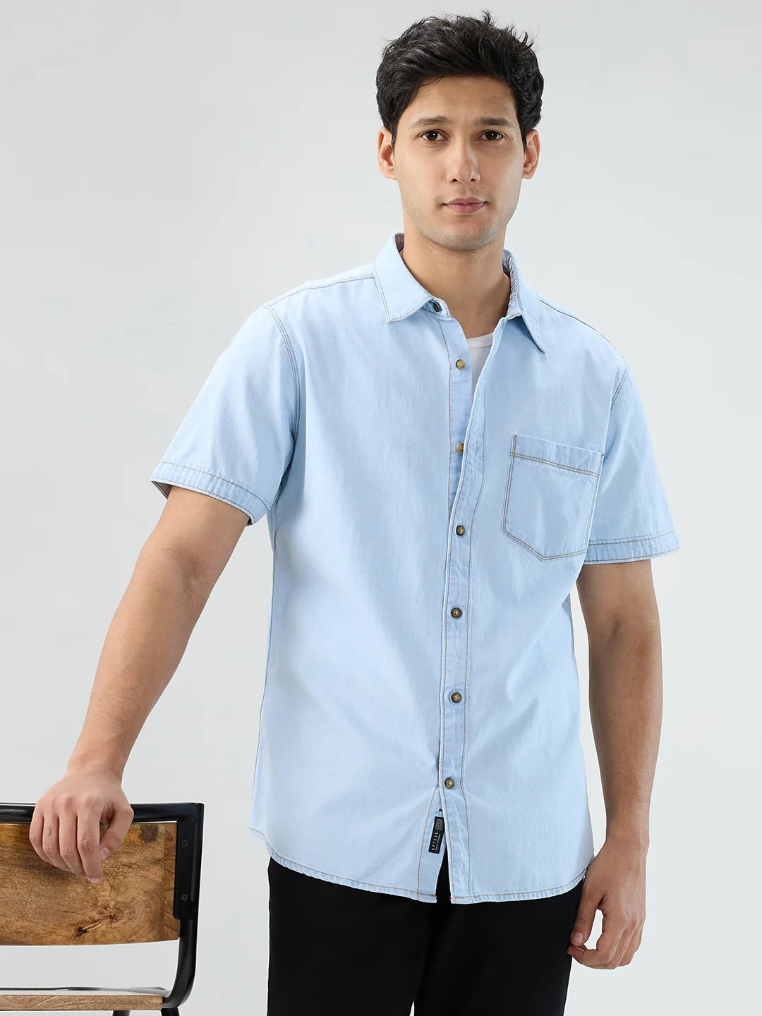 Men Shirt Light Blue Regular Fit