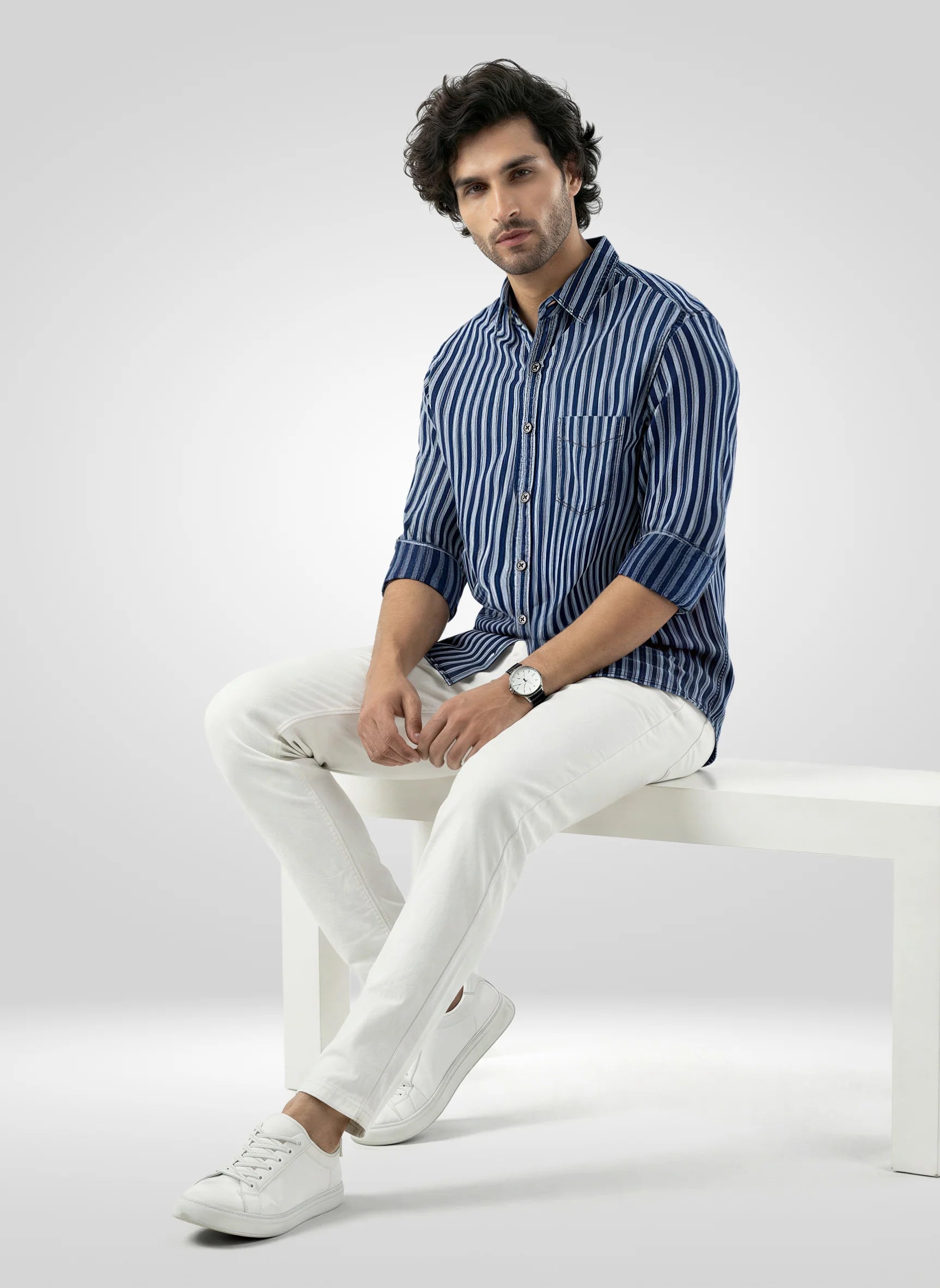 Men Shirt Denim Blue Regular Fit