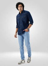 Men Shirt Dark Blue Regular Fit