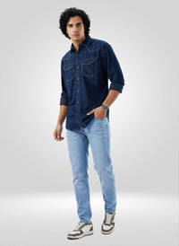 Men Shirt Dark Blue Regular Fit