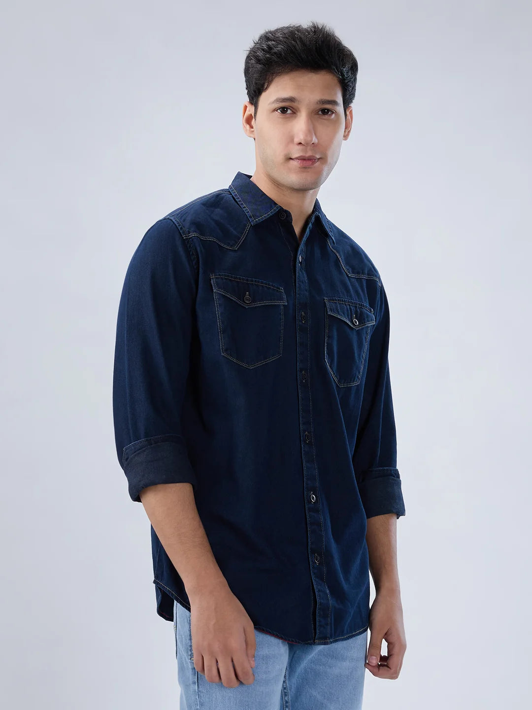 Men Shirt Dark Blue Regular Fit