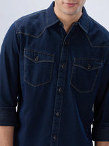Men Shirt Dark Blue Regular Fit
