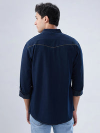Men Shirt Dark Blue Regular Fit