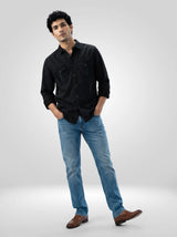 Men Shirt Denim Black Regular Fit