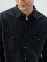 Men Shirt Denim Black Regular Fit