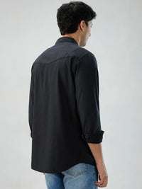 Men Shirt Denim Black Regular Fit