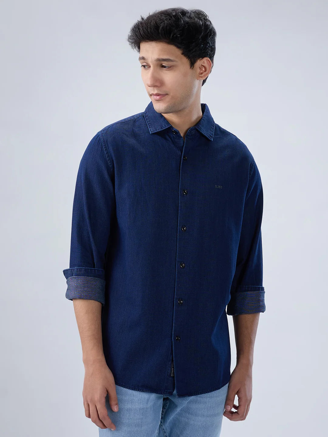 Men Shirt Dark Blue Regular Fit