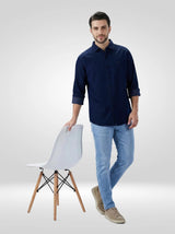 Men Shirt Dark Blue Regular Fit