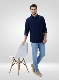 Men Shirt Dark Blue Regular Fit