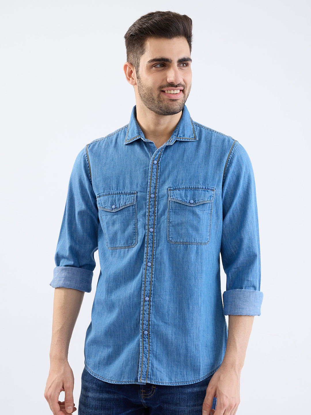 Men Shirt Blue Slim Fit