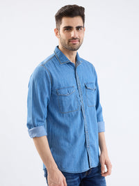 Men Shirt Blue Slim Fit