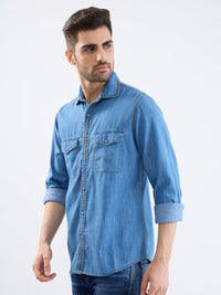Men Shirt Blue Slim Fit