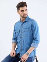 Men Shirt Blue Slim Fit