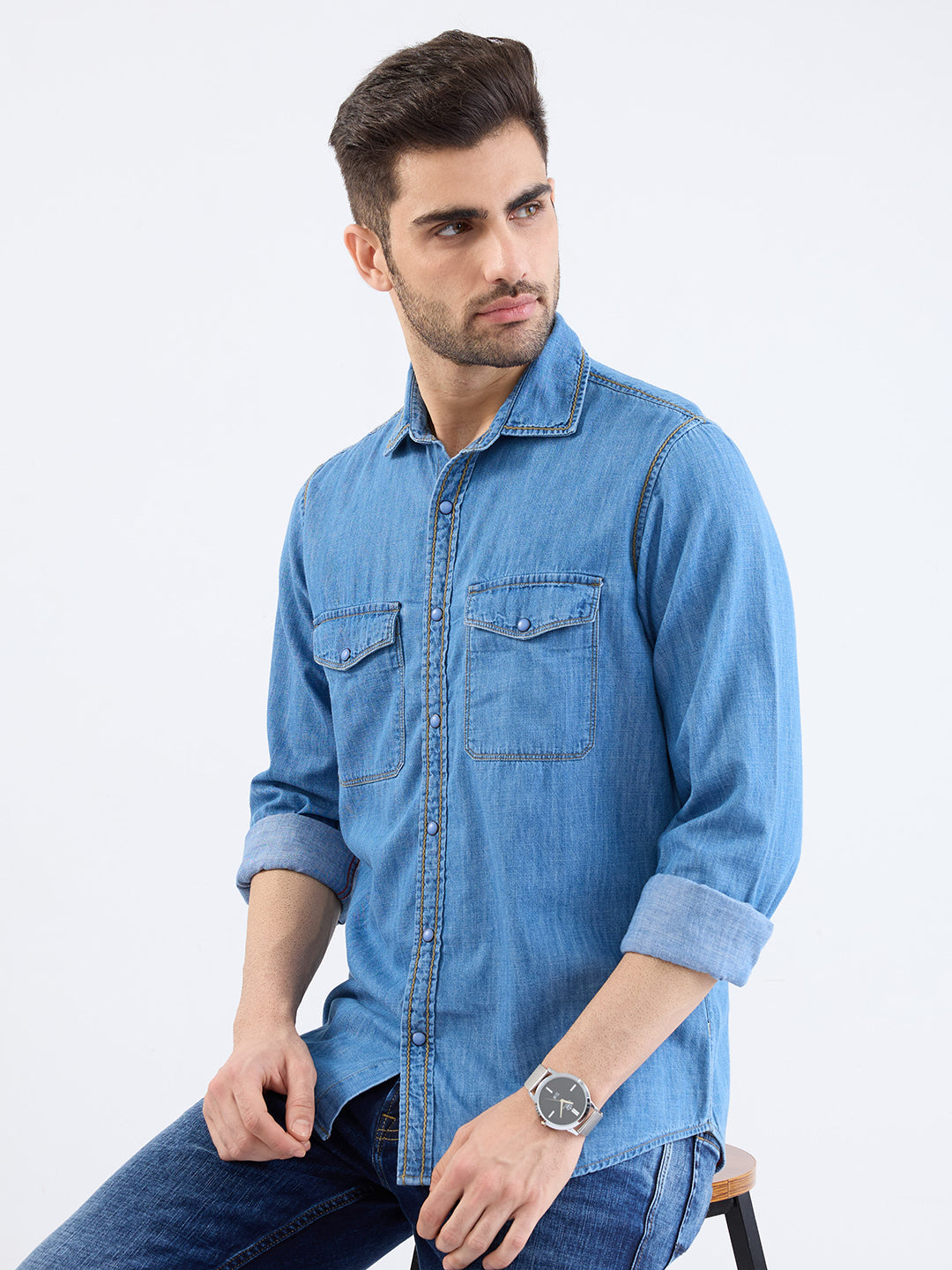 Men Shirt Blue Slim Fit