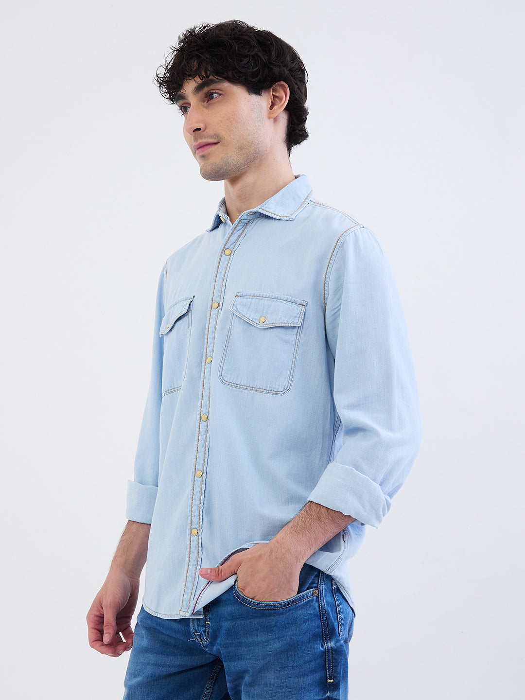 Men Shirt Blue Slim Fit