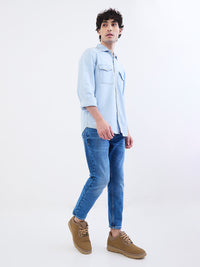 Men Shirt Blue Slim Fit