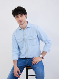 Men Shirt Blue Slim Fit