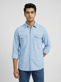 Men Shirt Denim Light Blue Regular Fit
