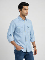 Men Shirt Denim Light Blue Regular Fit