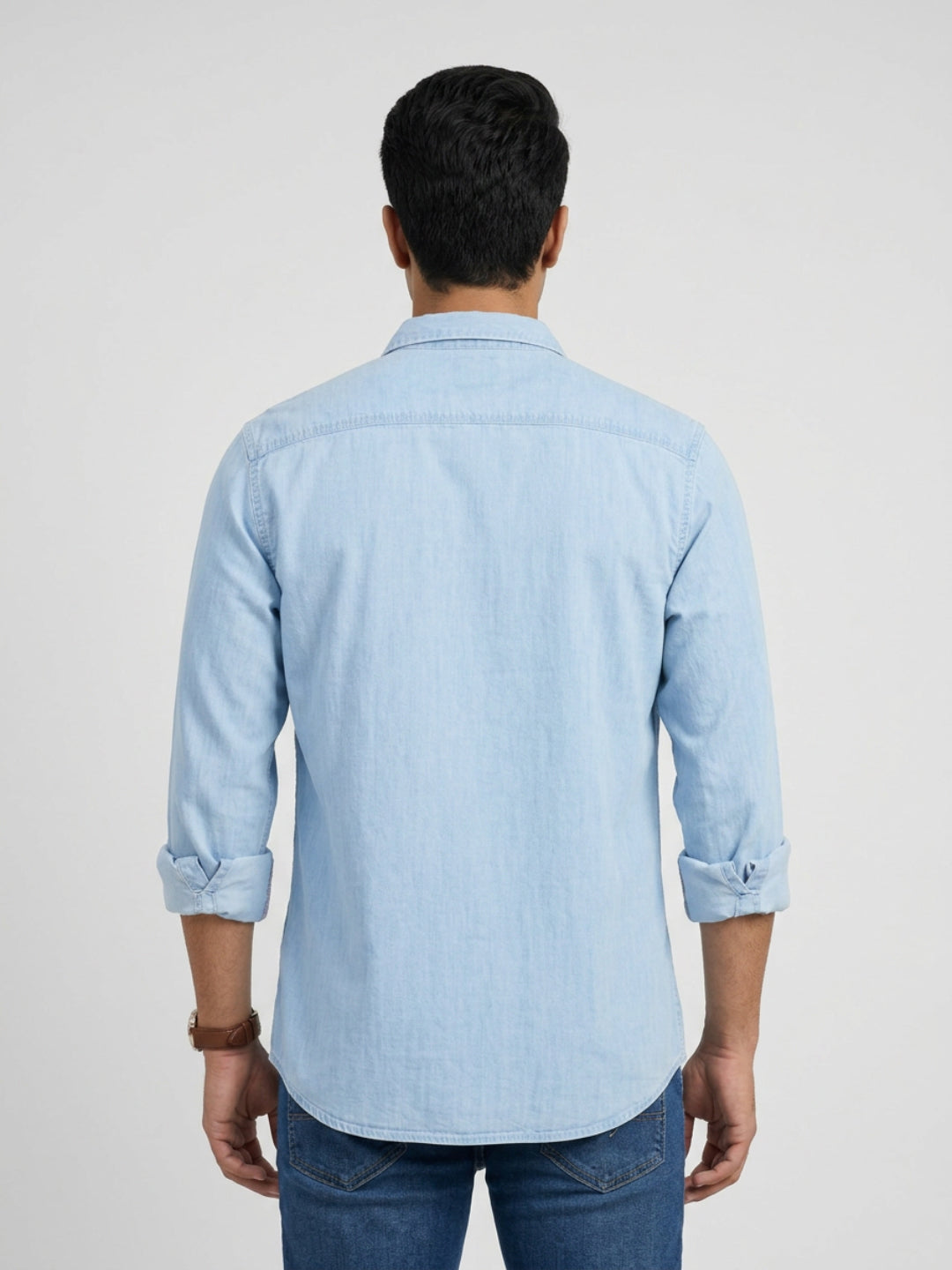 Men Shirt Denim Light Blue Regular Fit
