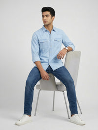 Men Shirt Denim Light Blue Regular Fit
