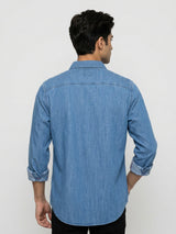 Men Shirt Denim Mid Blue Regular Fit